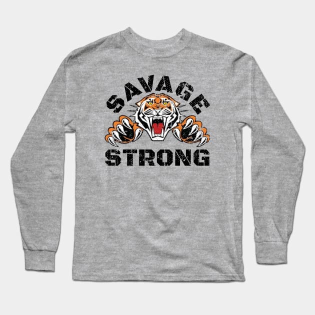 SAVAGE STRONG TIGER BODYBUILDING Long Sleeve T-Shirt by MuscleTeez